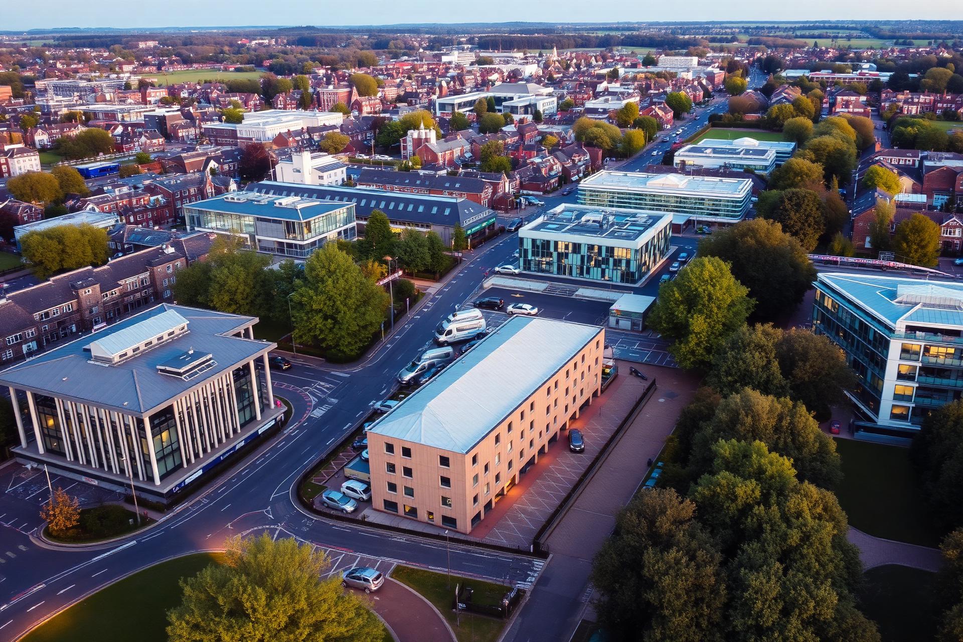 Stevenage town centre aerial view